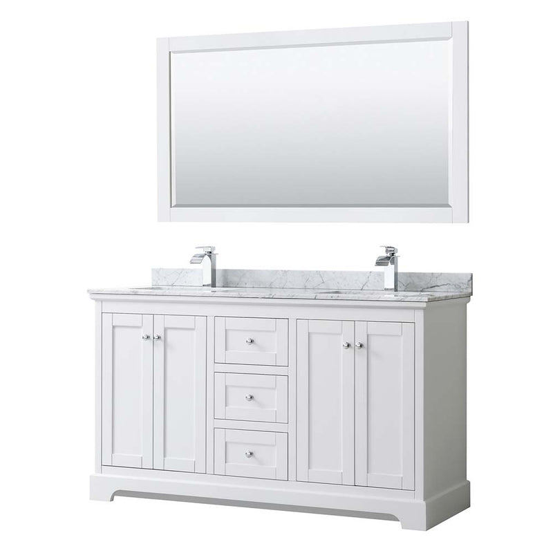 Avery 60 Inch Double Bathroom Vanity in White - Polished Chrome Trim - 23