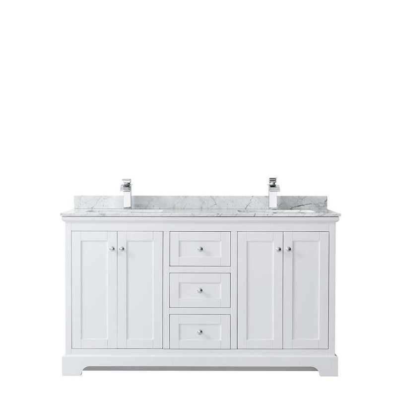 Avery 60 Inch Double Bathroom Vanity in White - Polished Chrome Trim - 22
