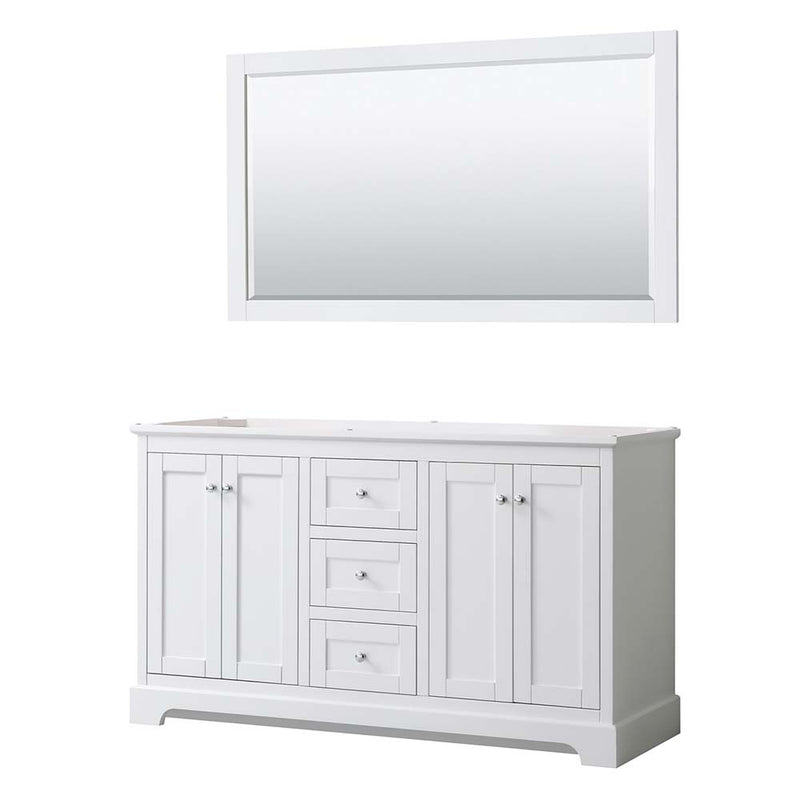 Avery 60 Inch Double Bathroom Vanity in White - Polished Chrome Trim - 2