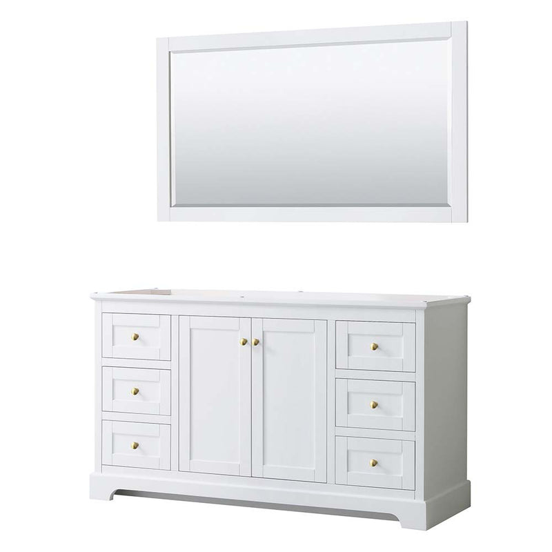 Avery 60 Inch Single Bathroom Vanity in White - Brushed Gold Trim - 2