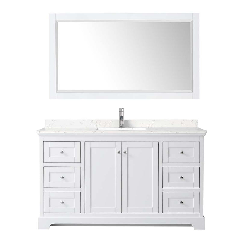 Avery 60 Inch Single Bathroom Vanity in White - Polished Chrome Trim - 9