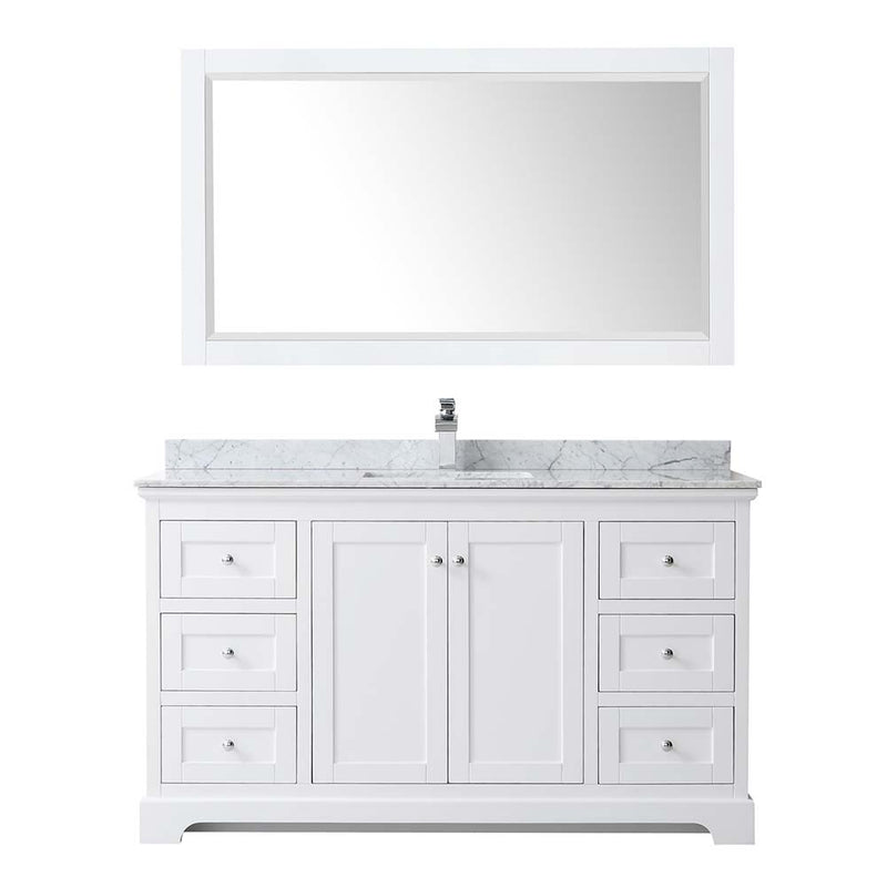 Avery 60 Inch Single Bathroom Vanity in White - Polished Chrome Trim - 25