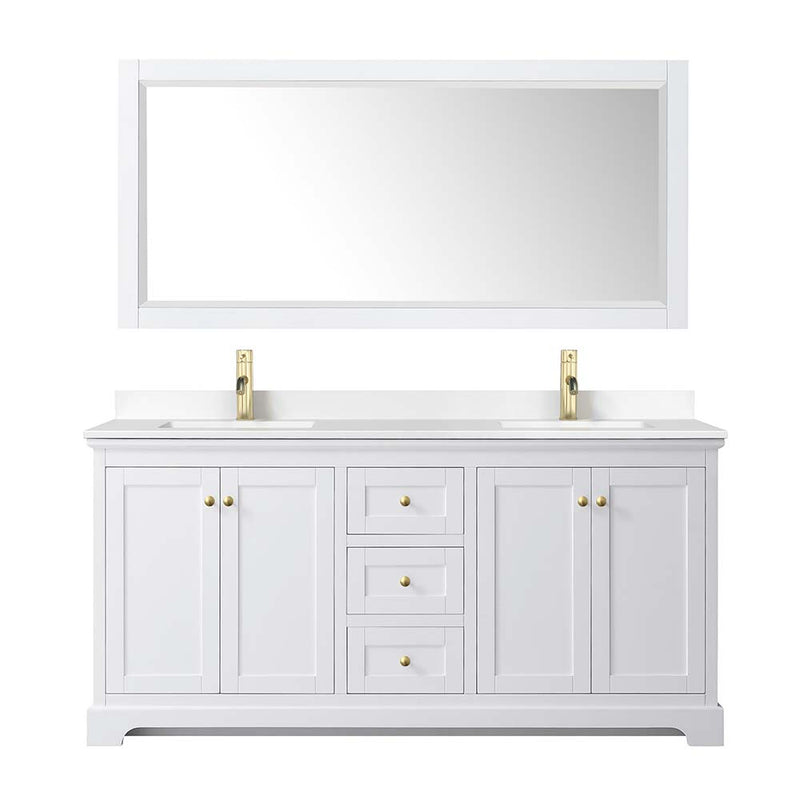Avery 72 Inch Double Bathroom Vanity in White - Brushed Gold Trim - 28
