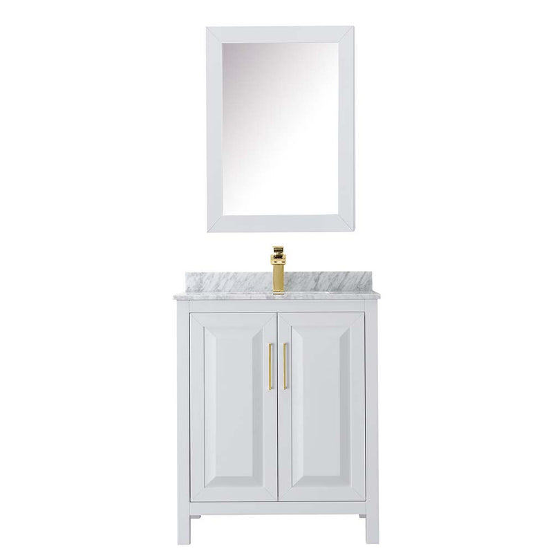 Daria 30 Inch Single Bathroom Vanity in White - Brushed Gold Trim - 32