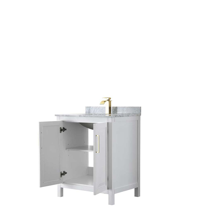 Daria 30 Inch Single Bathroom Vanity in White - Brushed Gold Trim - 22