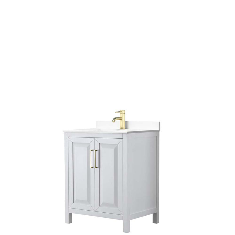 Daria 30 Inch Single Bathroom Vanity in White - Brushed Gold Trim - 35