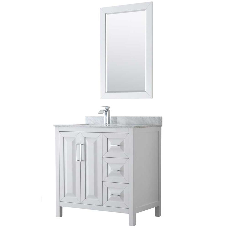 Daria 36 Inch Single Bathroom Vanity in White - Polished Chrome Trim - 12