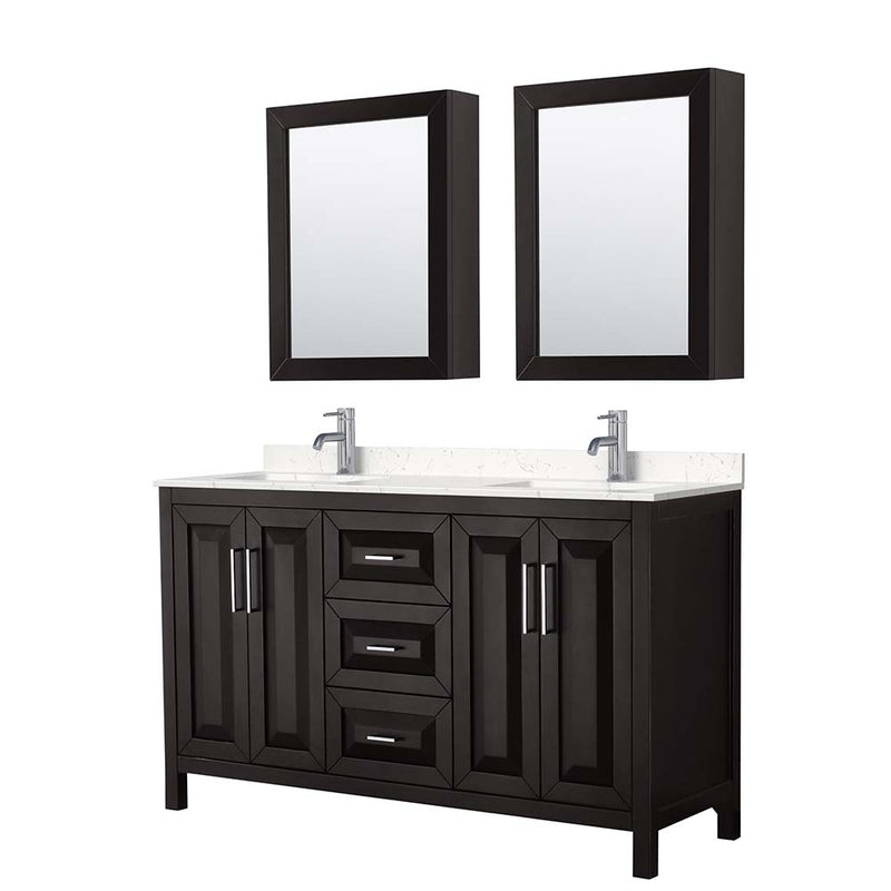 Daria 60 Inch Double Bathroom Vanity in Dark Espresso - 24