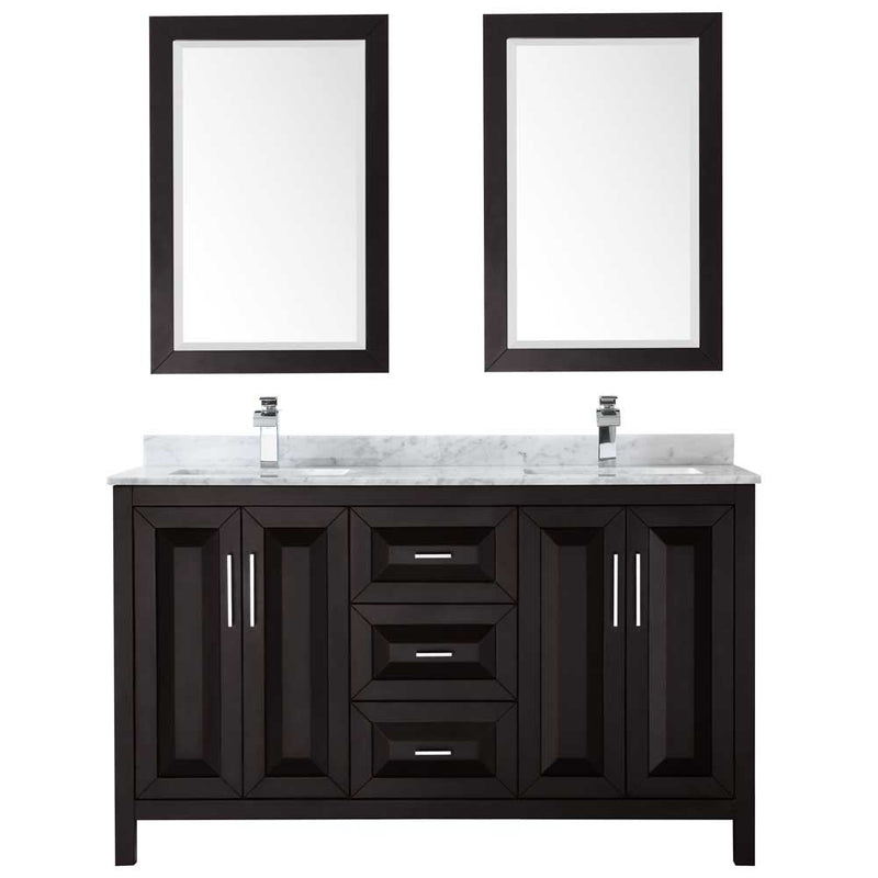 Daria 60 Inch Double Bathroom Vanity in Dark Espresso - 36