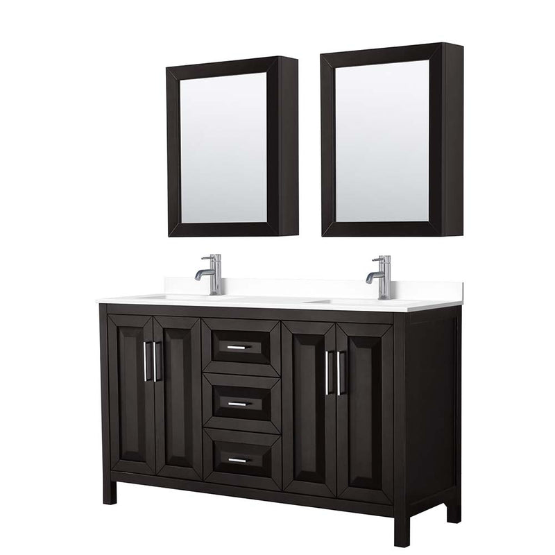Daria 60 Inch Double Bathroom Vanity in Dark Espresso - 66