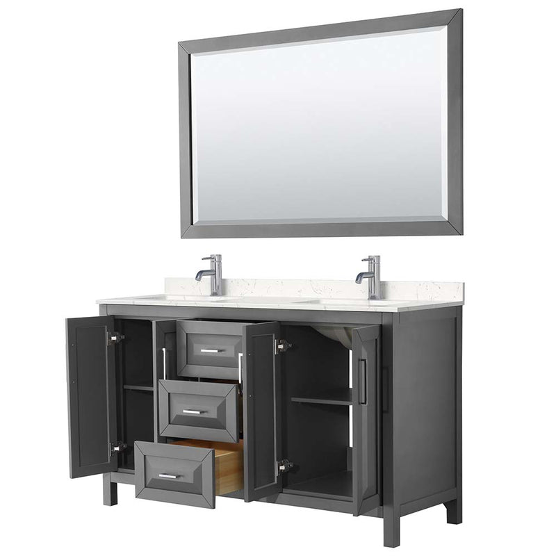 Daria 60 Inch Double Bathroom Vanity in Dark Gray - 20