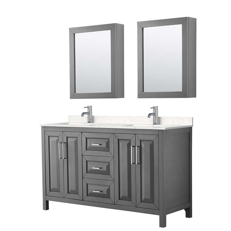 Daria 60 Inch Double Bathroom Vanity in Dark Gray - 24