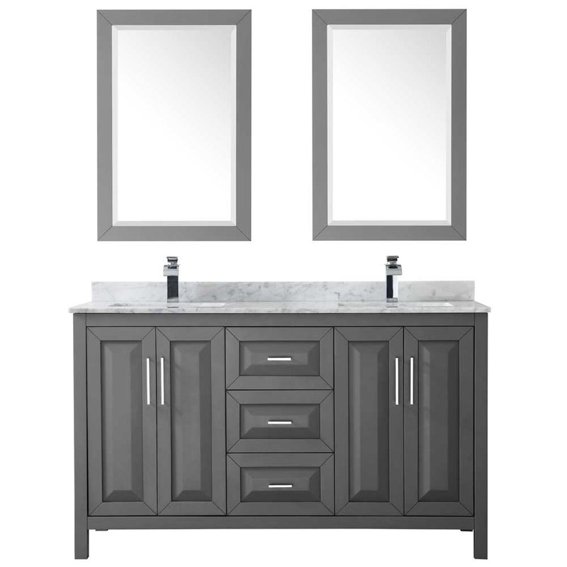 Daria 60 Inch Double Bathroom Vanity in Dark Gray - 36
