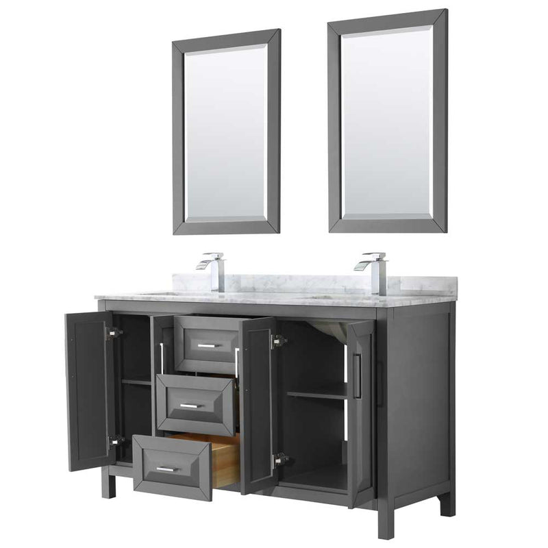 Daria 60 Inch Double Bathroom Vanity in Dark Gray - 35