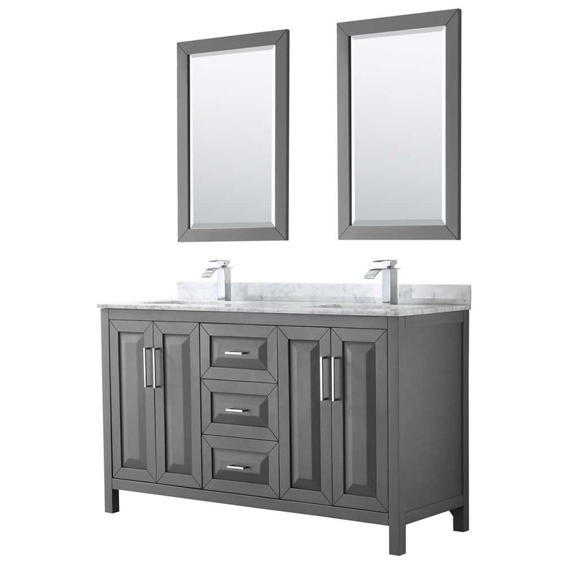 Daria 60 Inch Double Bathroom Vanity in Dark Gray - 34