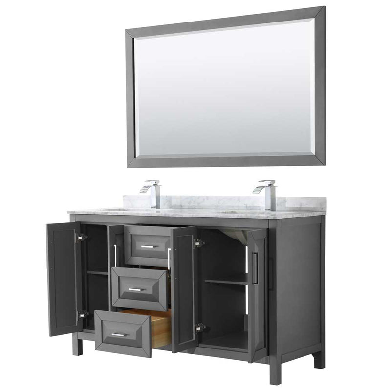 Daria 60 Inch Double Bathroom Vanity in Dark Gray - 40