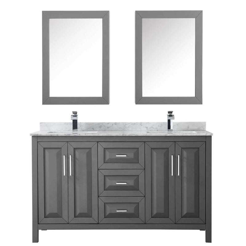 Daria 60 Inch Double Bathroom Vanity in Dark Gray - 46