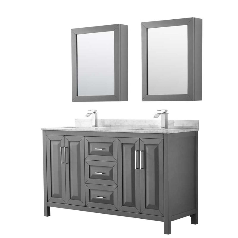 Daria 60 Inch Double Bathroom Vanity in Dark Gray - 44