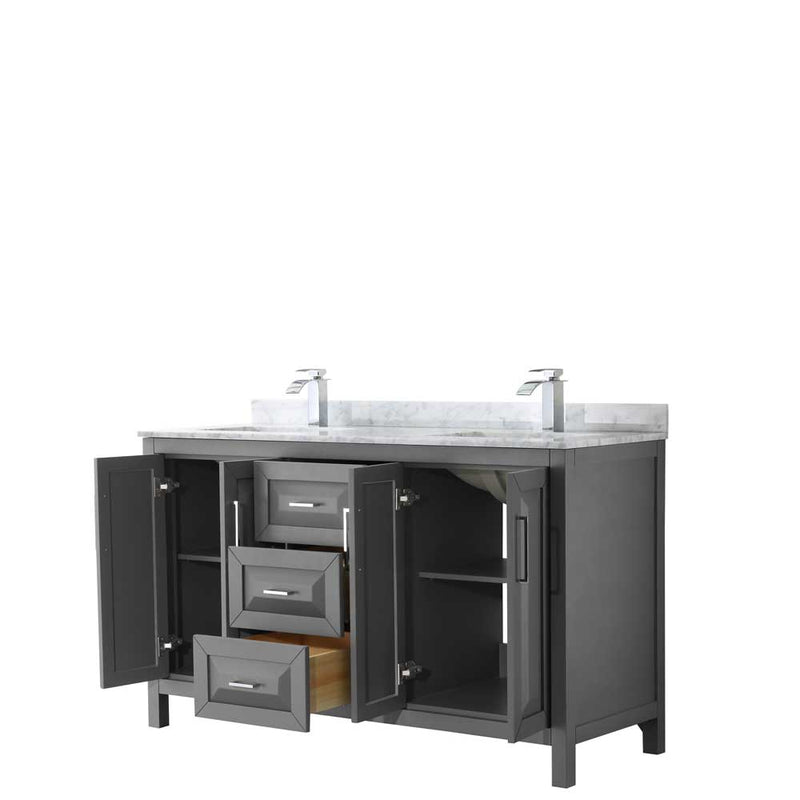 Daria 60 Inch Double Bathroom Vanity in Dark Gray - 31