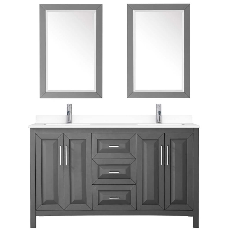 Daria 60 Inch Double Bathroom Vanity in Dark Gray - 58