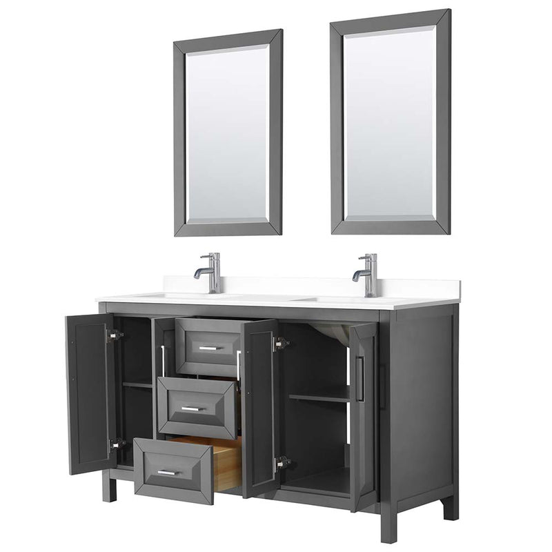 Daria 60 Inch Double Bathroom Vanity in Dark Gray - 57