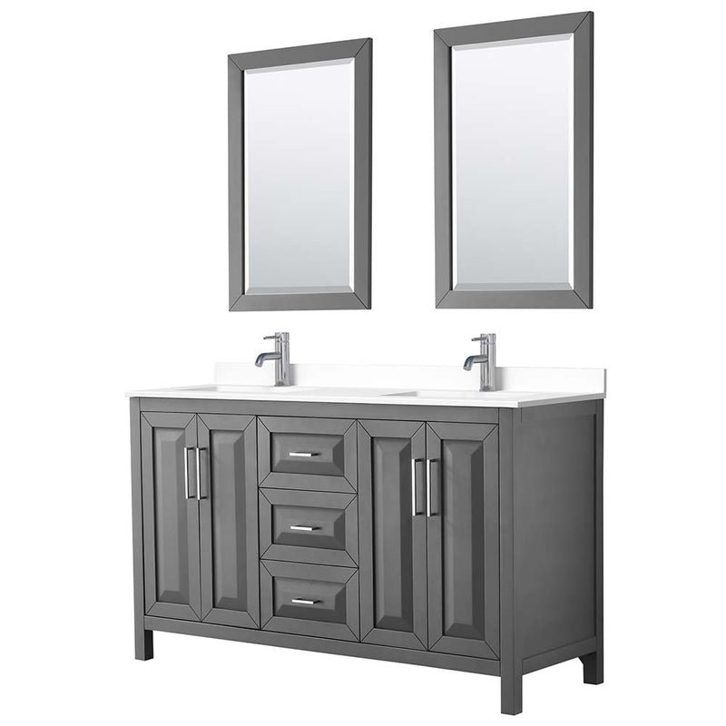 Daria 60 Inch Double Bathroom Vanity in Dark Gray - 56