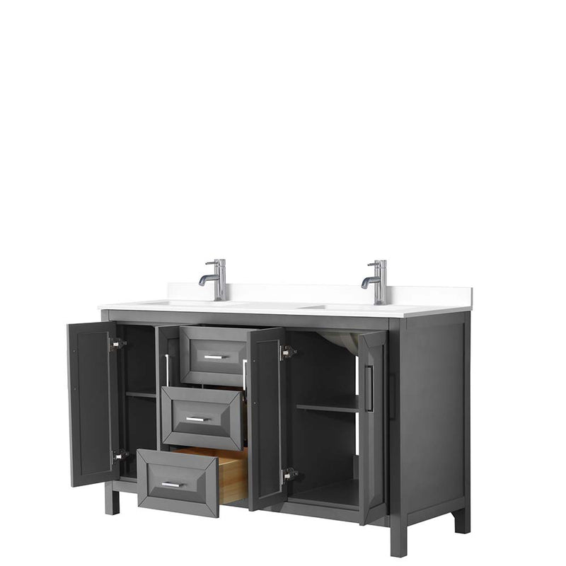 Daria 60 Inch Double Bathroom Vanity in Dark Gray - 53
