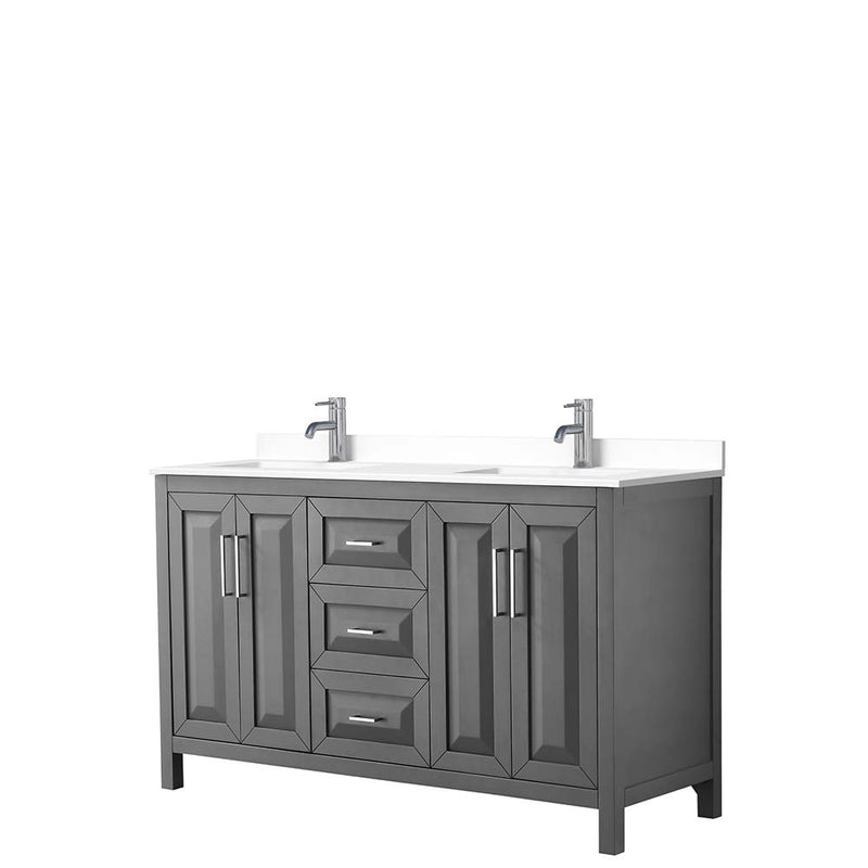 Daria 60 Inch Double Bathroom Vanity in Dark Gray - 52