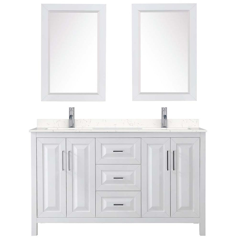 Daria 60 Inch Double Bathroom Vanity in White - Polished Chrome Trim - 16