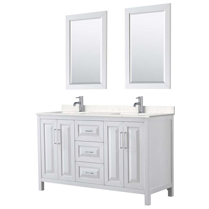 Daria 60 Inch Double Bathroom Vanity in White - Polished Chrome Trim - 14