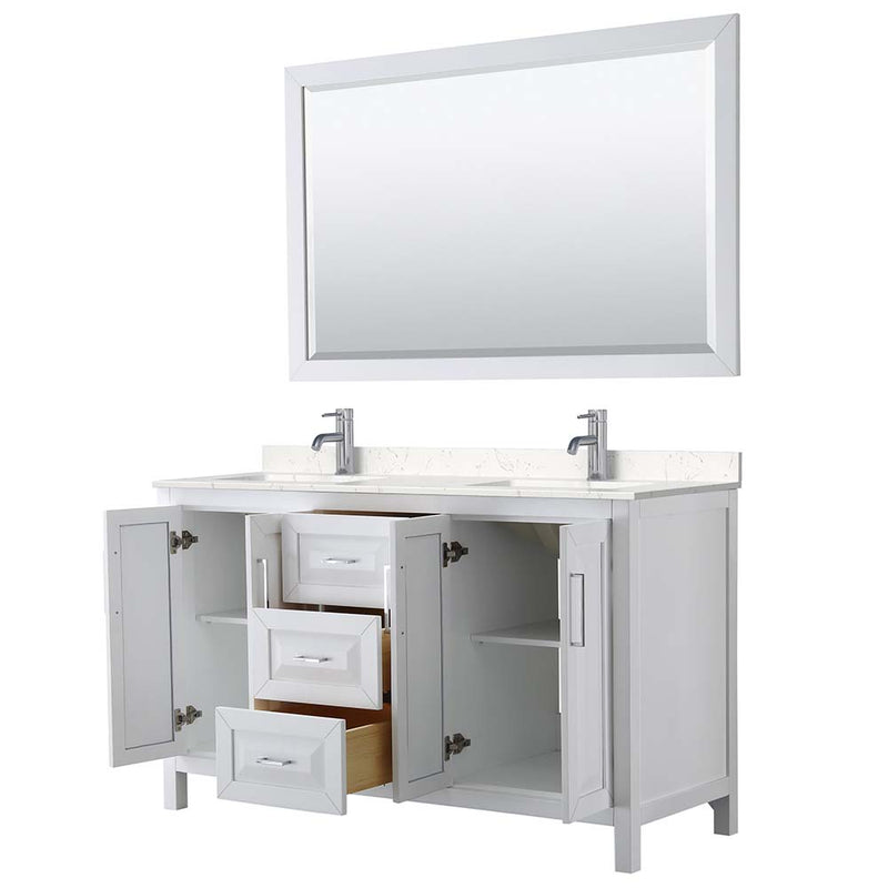 Daria 60 Inch Double Bathroom Vanity in White - Polished Chrome Trim - 20