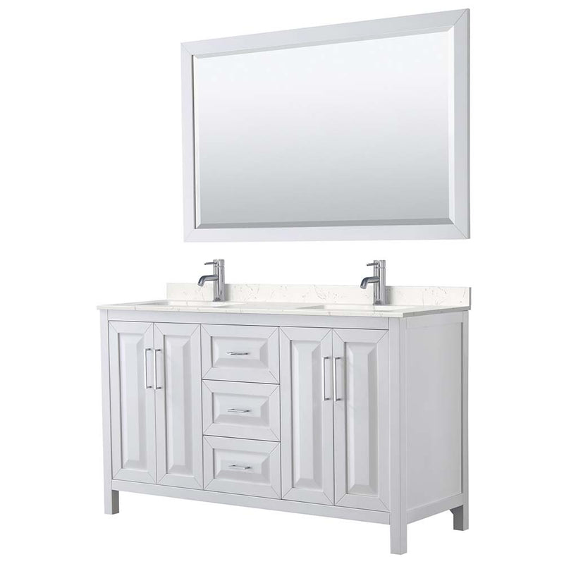 Daria 60 Inch Double Bathroom Vanity in White - Polished Chrome Trim - 19