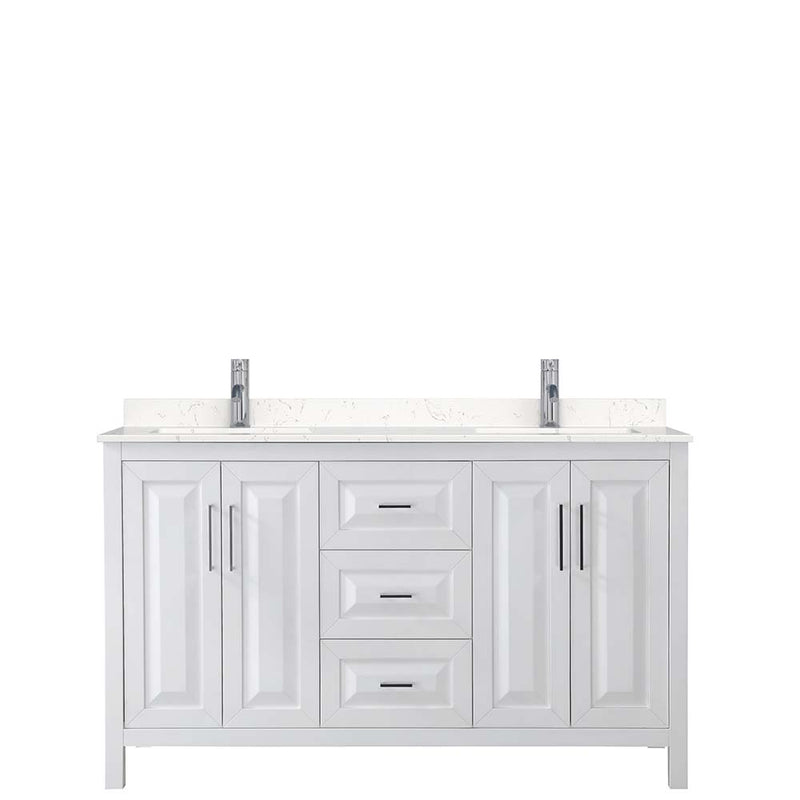 Daria 60 Inch Double Bathroom Vanity in White - Polished Chrome Trim - 12