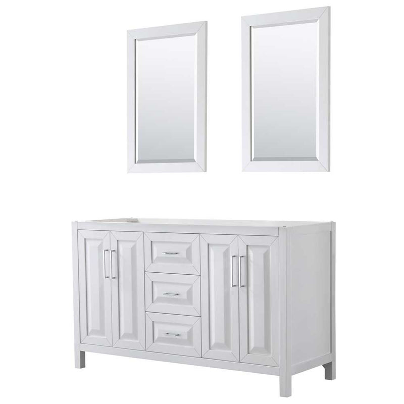 Daria 60 Inch Double Bathroom Vanity in White - Polished Chrome Trim - 2