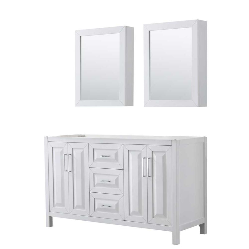 Daria 60 Inch Double Bathroom Vanity in White - Polished Chrome Trim - 6