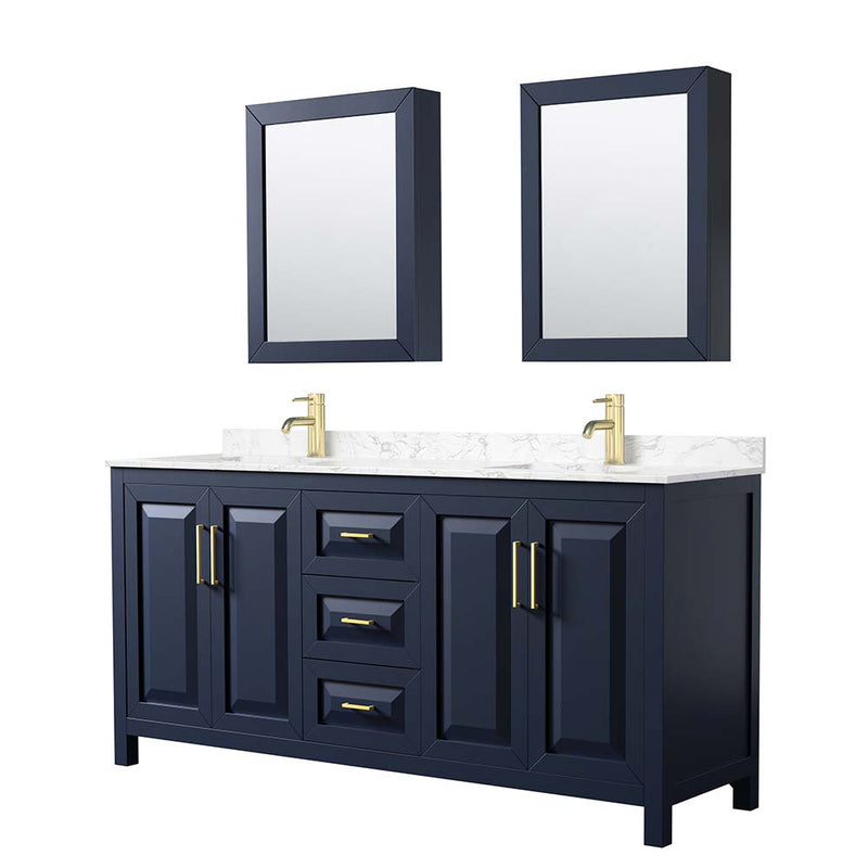 Daria 72 Inch Double Bathroom Vanity in Dark Blue - 23