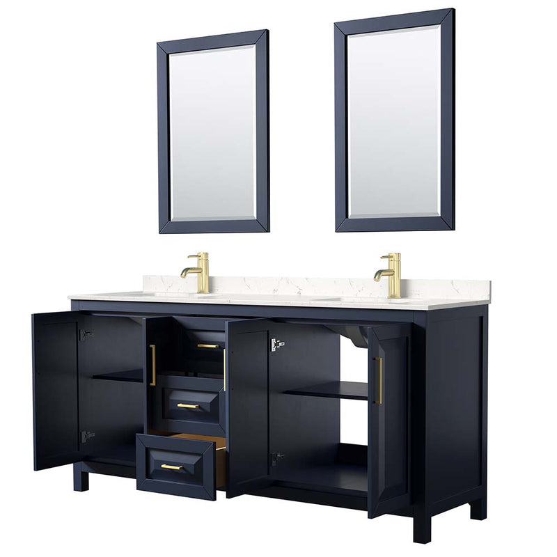 Daria 72 Inch Double Bathroom Vanity in Dark Blue - 34