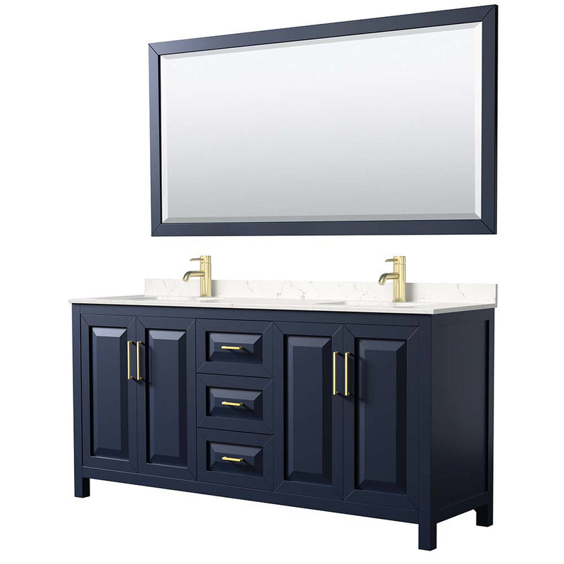 Daria 72 Inch Double Bathroom Vanity in Dark Blue - 38