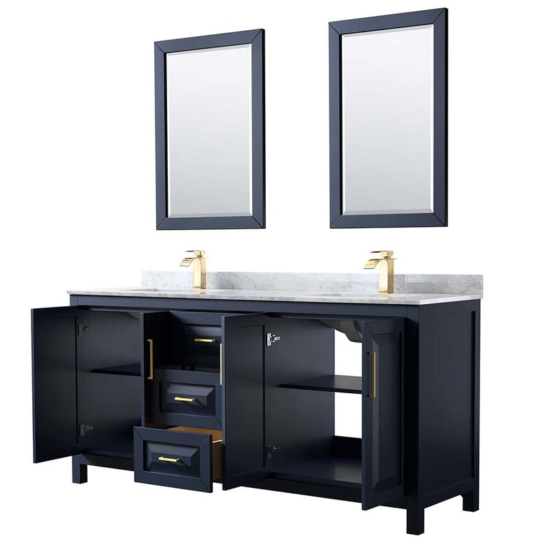 Daria 72 Inch Double Bathroom Vanity in Dark Blue - 54