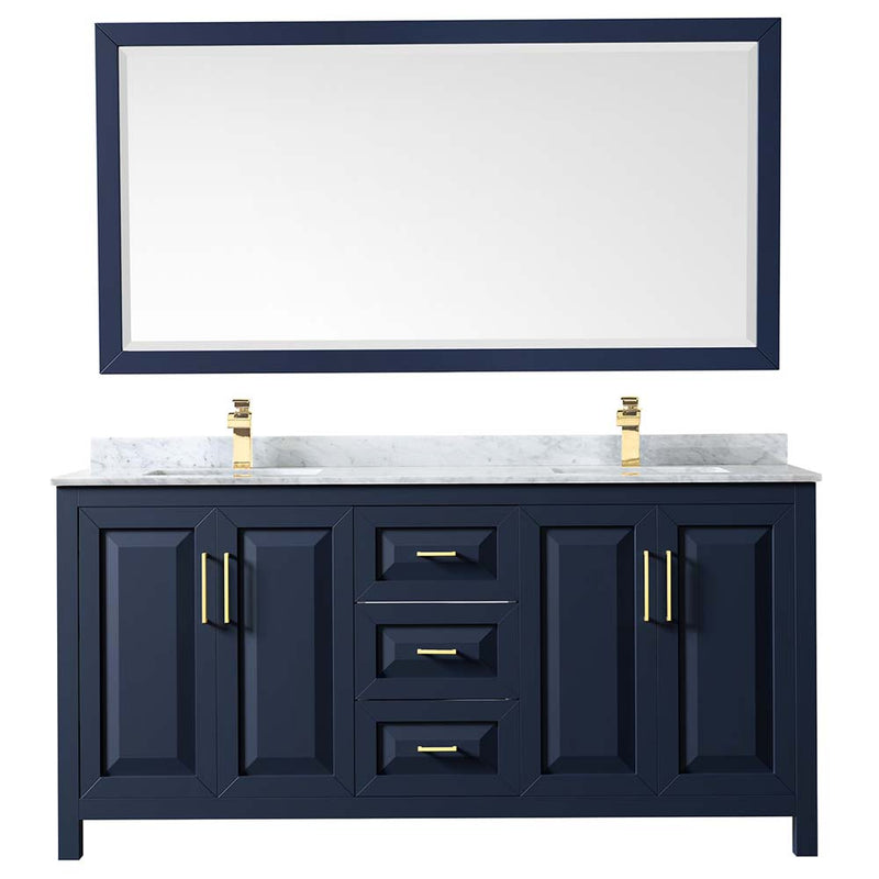 Daria 72 Inch Double Bathroom Vanity in Dark Blue - 60