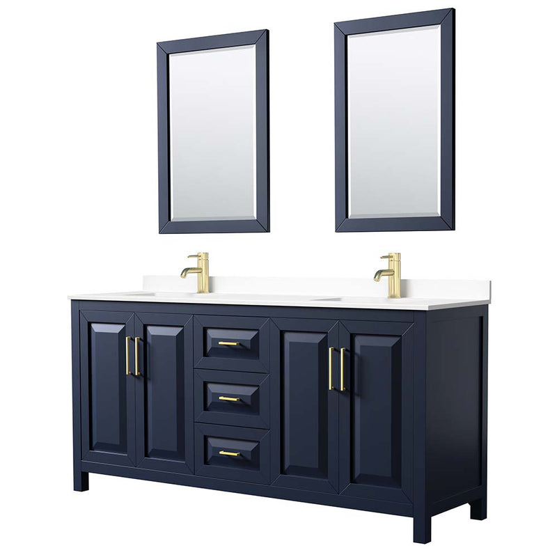 Daria 72 Inch Double Bathroom Vanity in Dark Blue - 73