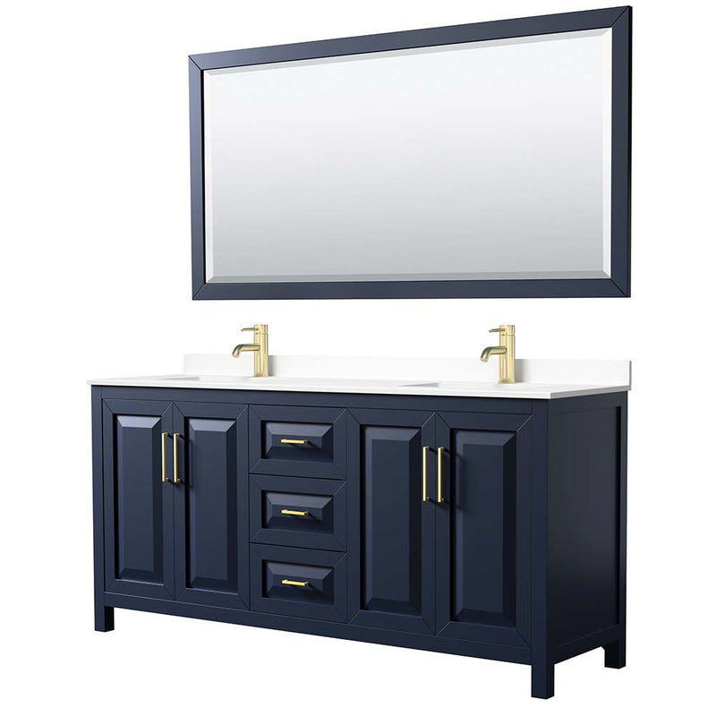 Daria 72 Inch Double Bathroom Vanity in Dark Blue - 78