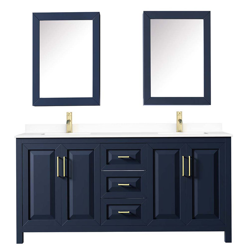 Daria 72 Inch Double Bathroom Vanity in Dark Blue - 85