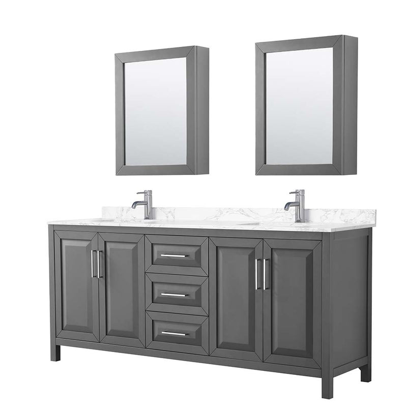 Daria 80 Inch Double Bathroom Vanity in Dark Gray - 24