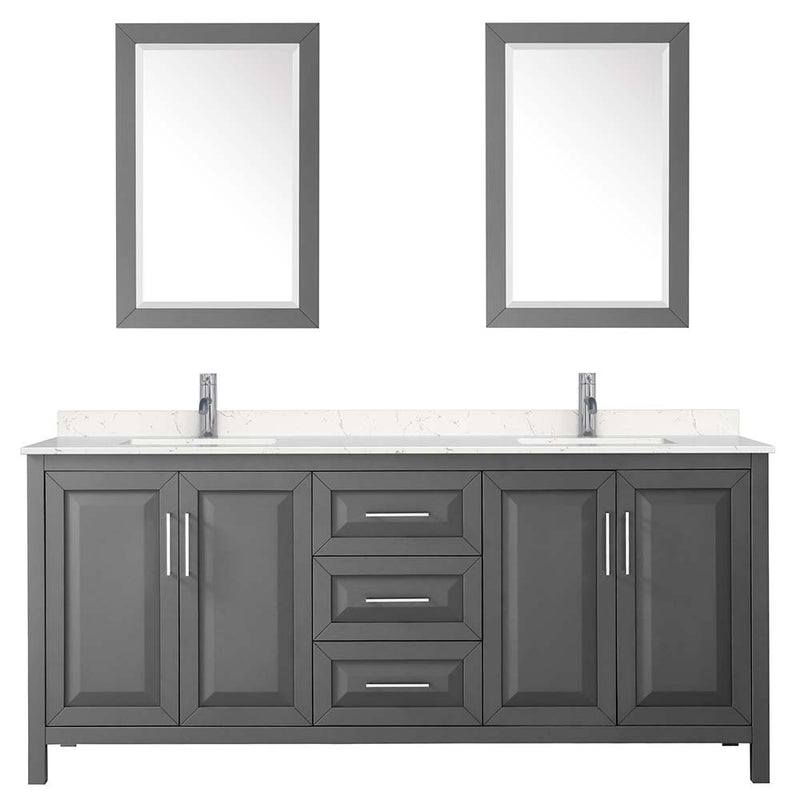 Daria 80 Inch Double Bathroom Vanity in Dark Gray - 36