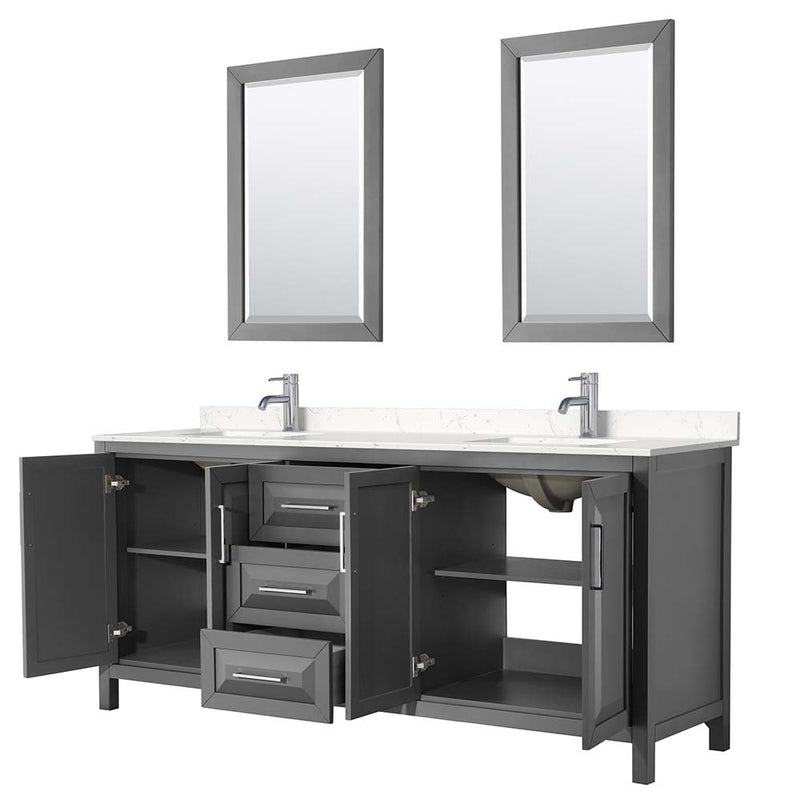 Daria 80 Inch Double Bathroom Vanity in Dark Gray - 35