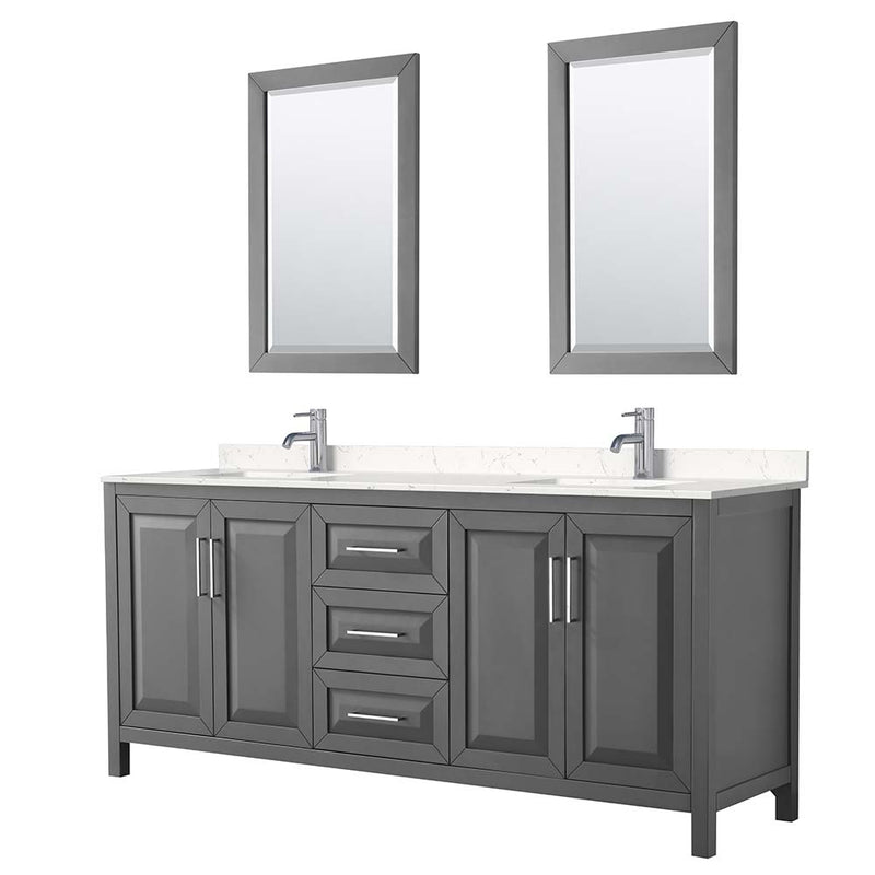 Daria 80 Inch Double Bathroom Vanity in Dark Gray - 34