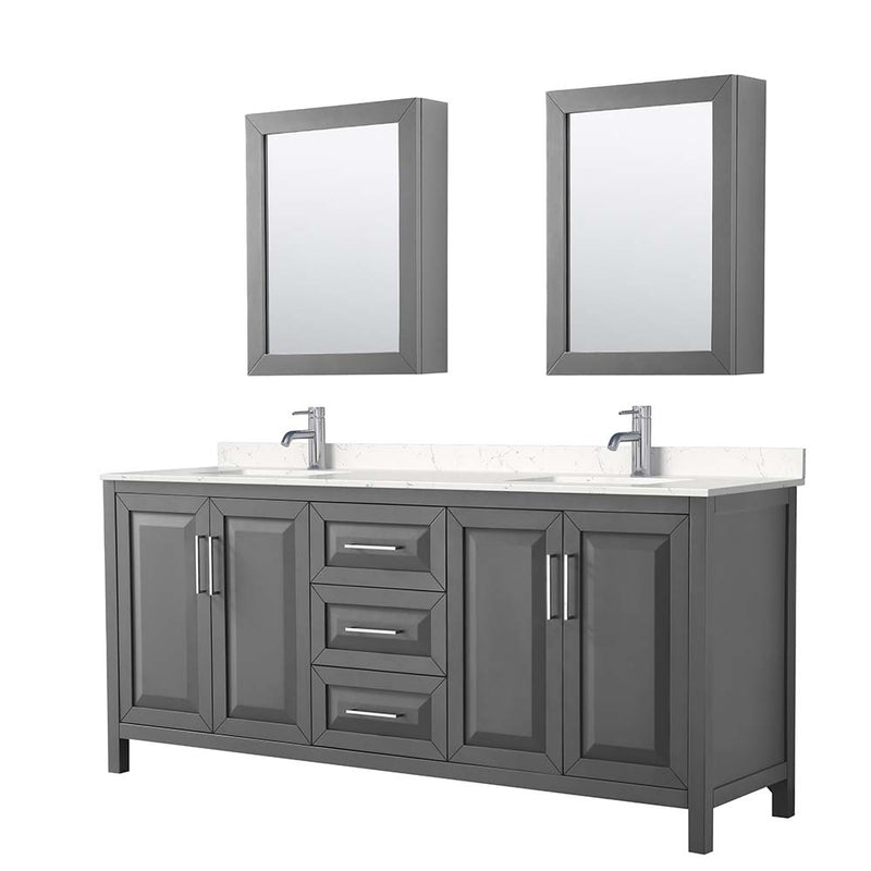 Daria 80 Inch Double Bathroom Vanity in Dark Gray - 44