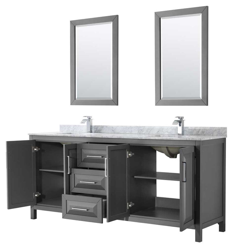 Daria 80 Inch Double Bathroom Vanity in Dark Gray - 55