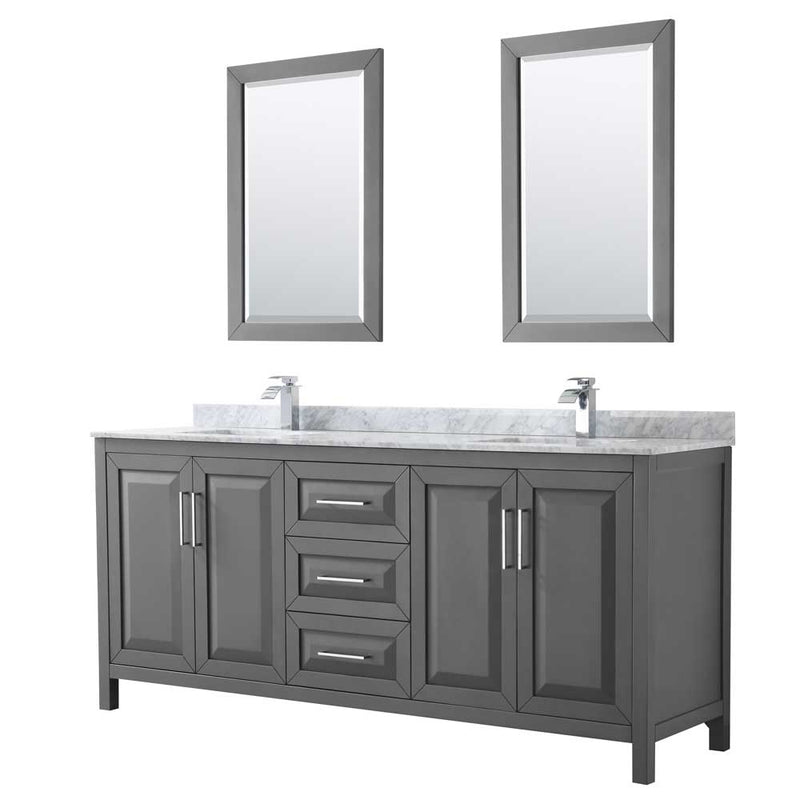 Daria 80 Inch Double Bathroom Vanity in Dark Gray - 54